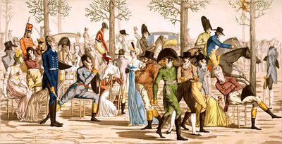 Promenade in Longchamps, 1802 door French School