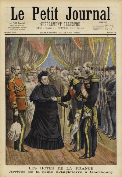 Koningin Victoria arriveert in Cherbourg, 1897 door French School