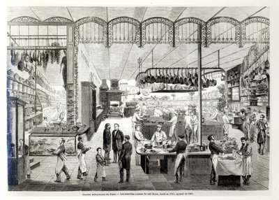 De nieuwe keukens van Café Riche, 1866 door French School