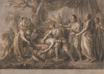 Achilles treurt om de dood van Patroclus door Gavin Hamilton