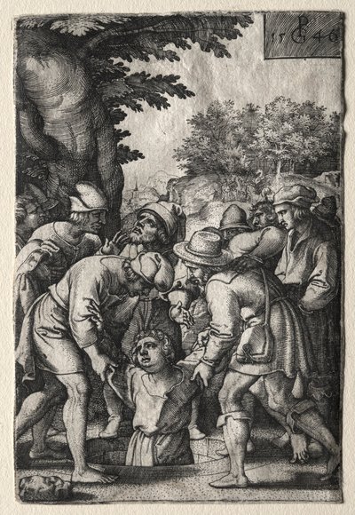 Jozef in een put neergelaten door Georg Pencz