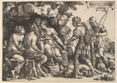 Thetis en Chiron door Georg Pencz