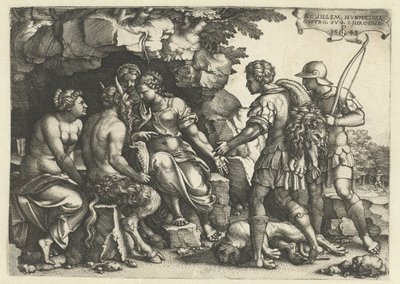 Thetis en Chiron in gesprek door Georg Pencz