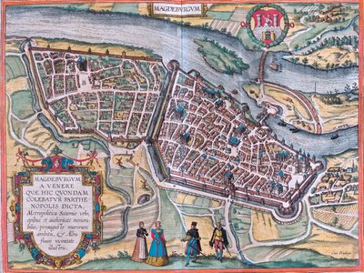 Maagdenburg, Duitsland door Georg and Hogenberg Franz (1535 90) Braun