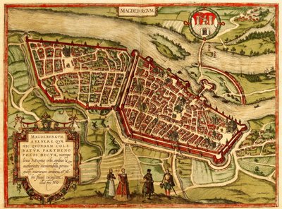 Maagdenburg, Duitsland door Georg and Hogenberg Franz (1535 90) Braun