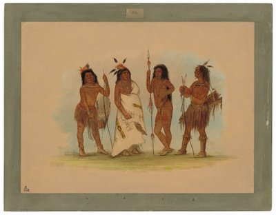 Apachee Hoofdman en Drie Krijgers door George Catlin