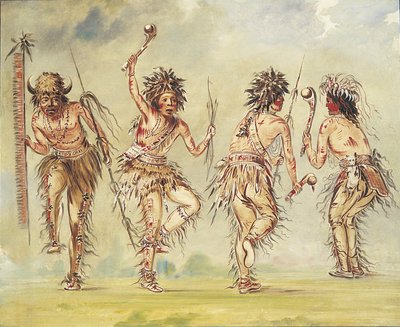 Vier Dansers, 1843-1844 door George Catlin