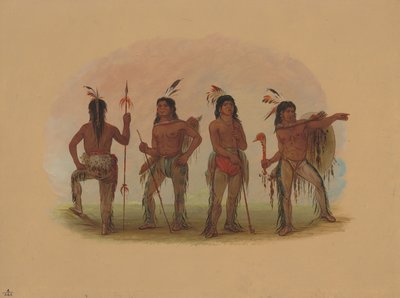 Vier Navaho-krijgers door George Catlin