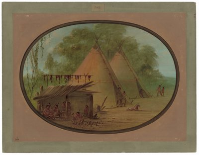 Vuursteen Pijlen Maken - Apachees door George Catlin