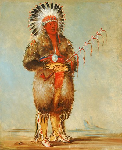 Ráw-no-way-wóh-krah, Losse Pipestok, een dappere, 1832 door George Catlin