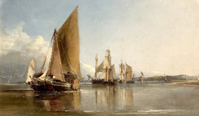 Boten die de Medway binnenvaren door George Chambers