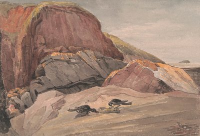 Bij Weston-Super-Mare met Steep Holme Island door George Cumberland