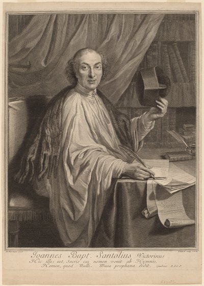 Jean-Baptiste Santeuil door Gerard Edelinck after Chevalier Dumee