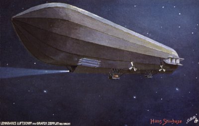 Zeppelin luchtschip vliegt 