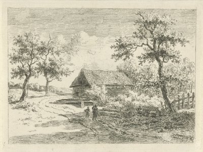 Landschap met twee figuren op weg door Gerrit Jan Michaëlis