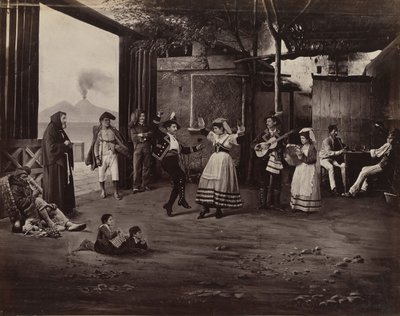 Napoli Tarantella, ca. 1870 door Giorgio Sommer