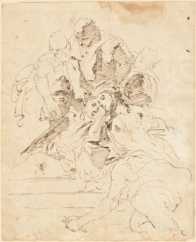 Klassieke figuren verzameld rond een urn door Giovanni Battista Tiepolo