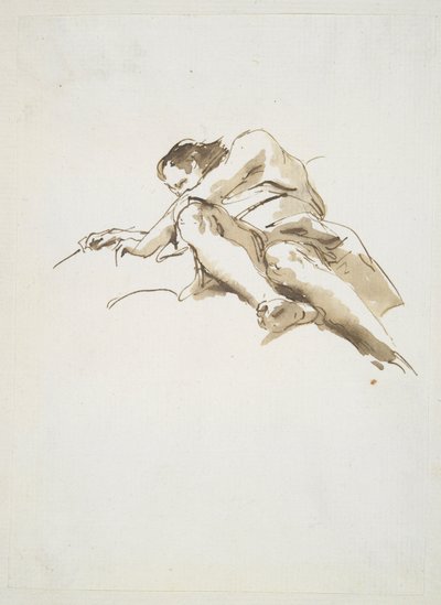 Liggende mannelijke figuur van onderaf gezien door Giovanni Battista Tiepolo