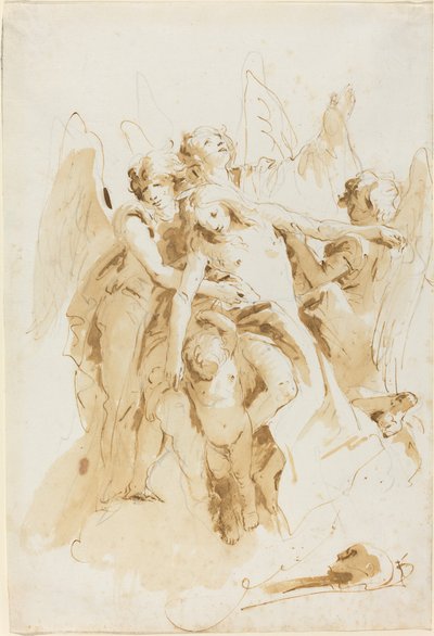 Sint Maria Magdalena Opgetild door Engelen door Giovanni Battista Tiepolo