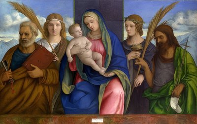 Madonna met kind en heiligen door Giovanni Bellini