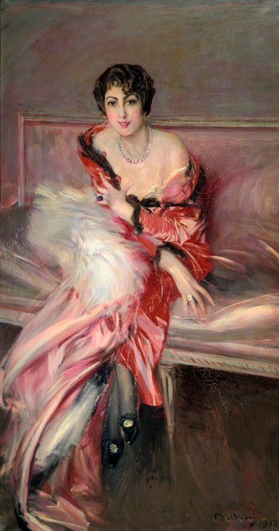 Madame Juillard in rood, 1912 door Giovanni Boldini