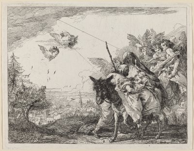 Jozef, Staand, Aanbidt het Kind door Giovanni Domenico Tiepolo