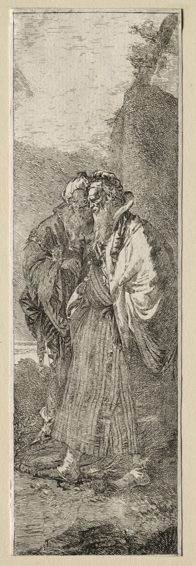 Twee Oude Mannen in een Landschap door Giovanni Domenico Tiepolo