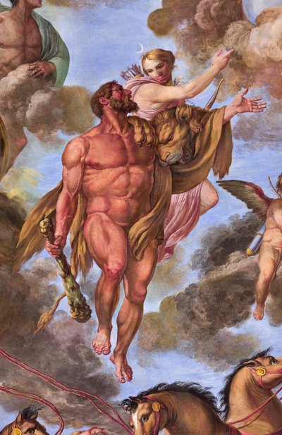 Detail van Artemis, Apotheose van Hercules door Giuseppe Velasco