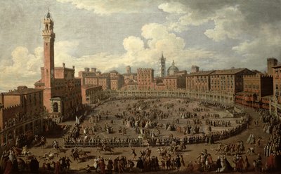 De Palio, Piazza del Campo, Siena door Giuseppe Zocchi