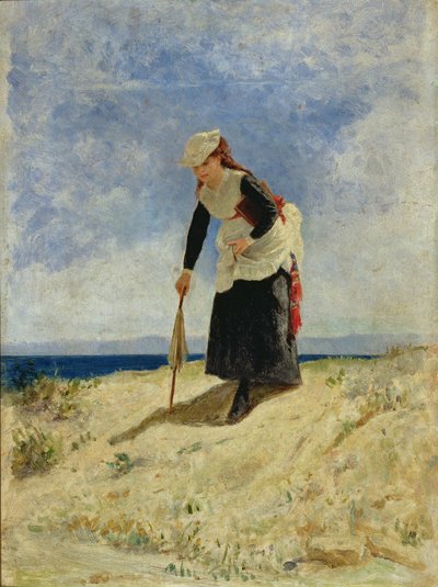 Vrouw op het Strand door Giuseppe de Nittis