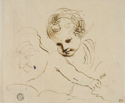 Putto in de Wolken door Guercino