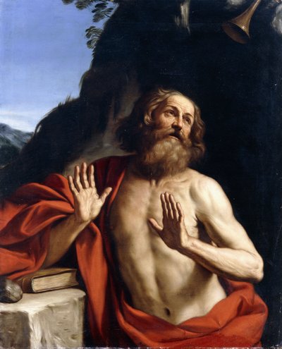 Sint Hiëronymus in de wildernis door Guercino