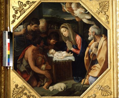 De aanbidding van het Christuskind door Guido Reni