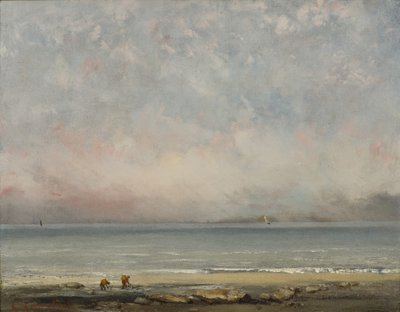 Het strand van Trouville, ca. 1865 door Gustave Courbet