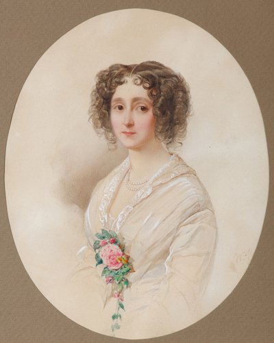 Portret van Alexandra Mikhaylovna Chelishcheva 1816-1913, 1851 door Hau