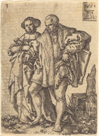 Dansend Paar, 1551 door Heinrich Aldegrever