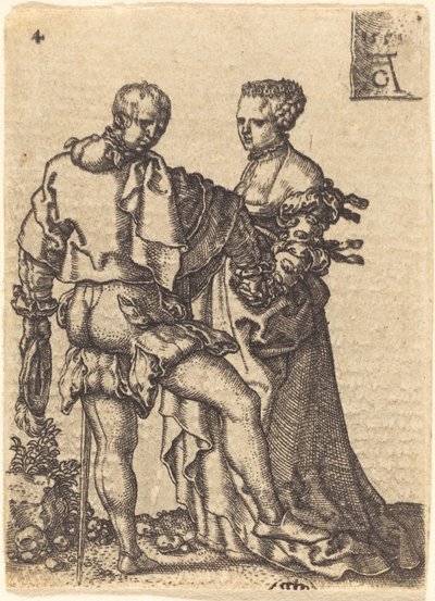 Dansend paar, 1551 door Heinrich Aldegrever