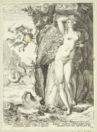 Andromeda wordt gered door Perseus door Hendrick Goltzius