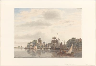 Stad aan het water door Hendrik Abraham Klinkhamer