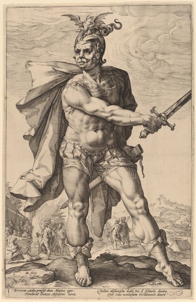 Mucius Scaevola door Hendrik Goltzius