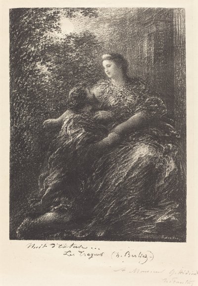 Duet uit "De Trojanen" (6e plaat) door Ignace Henri Jean Fantin Latour