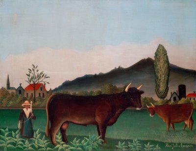 Landschap met koeien door Henri Rousseau