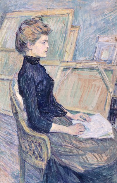 Model in studie (Helene Vary) door Henri de Toulouse Lautrec