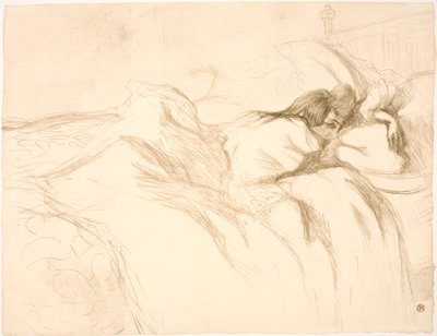 Liggende vrouw, ontwaken door Henri de Toulouse Lautrec