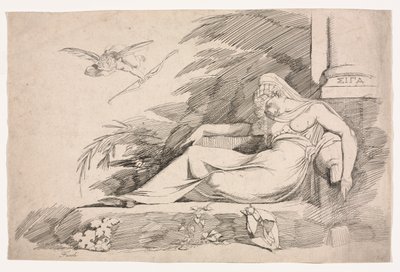 Slapende vrouw met een Cupido, 1780-1790 door Johann Heinrich Füssli