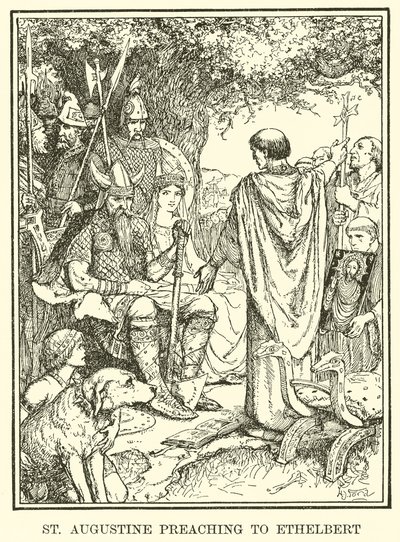 St. Augustinus predikt aan Ethelbert door Henry Justice Ford