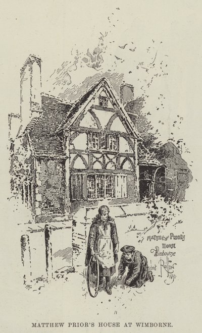 Het Huis van Matthew Prior in Wimborne door Herbert Railton