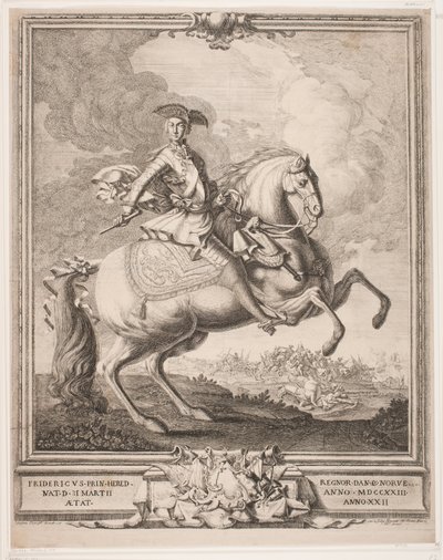 Frederik V als Kroonprins te paard door Hieronimo Miani