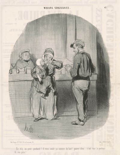 Daar is een kleine dronkaard! door Honoré Daumier