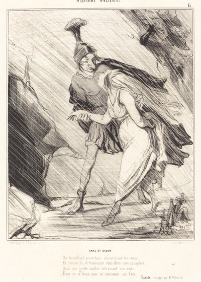 Aeneas en Dido door Honoré Daumier